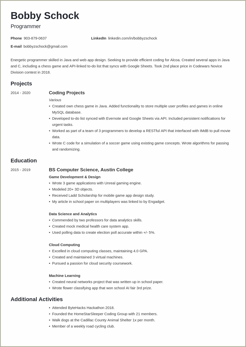 Example Of Resume For Job Fair