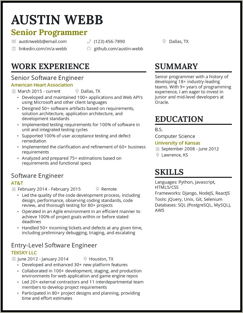 Example Of Resume For Language Writers