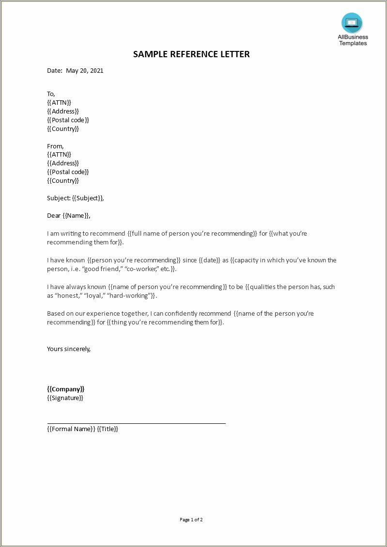 Example Of Resume For Letter Of Recommendation