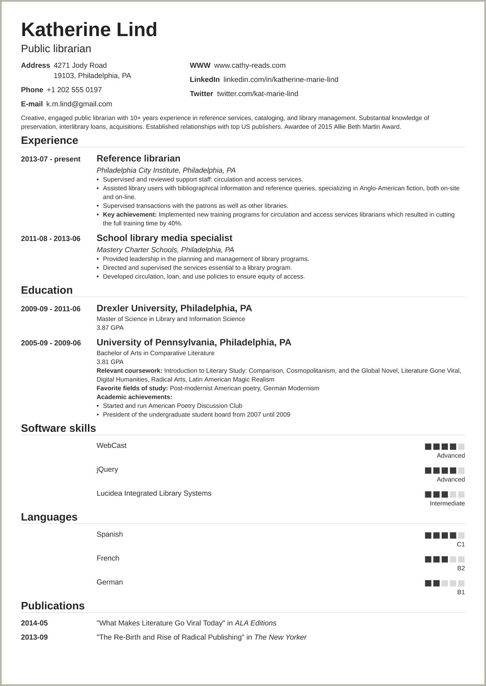 Example Of Resume For Library Assistant