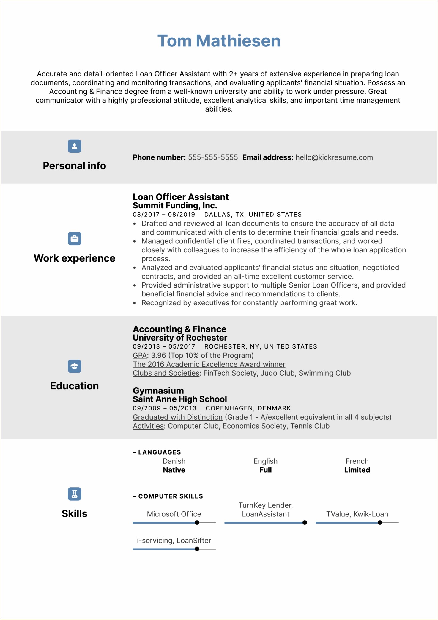 Example Of Resume For Loan Jpb