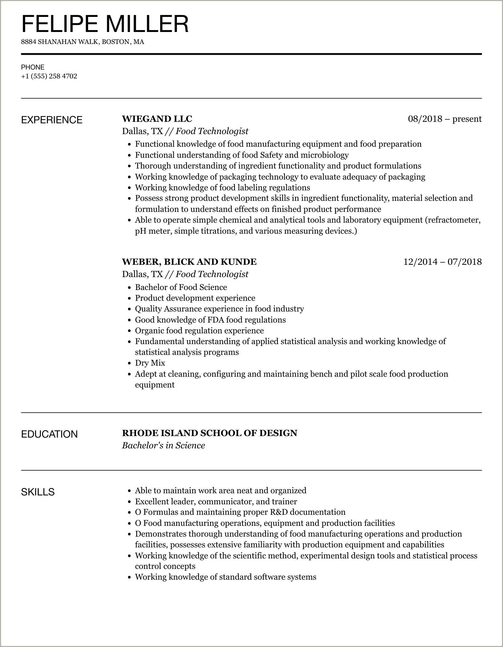 Example Of Resume For Ojt Students