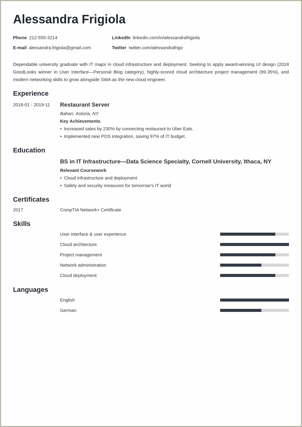 Example Of Resume For Position Without Relevant Skills