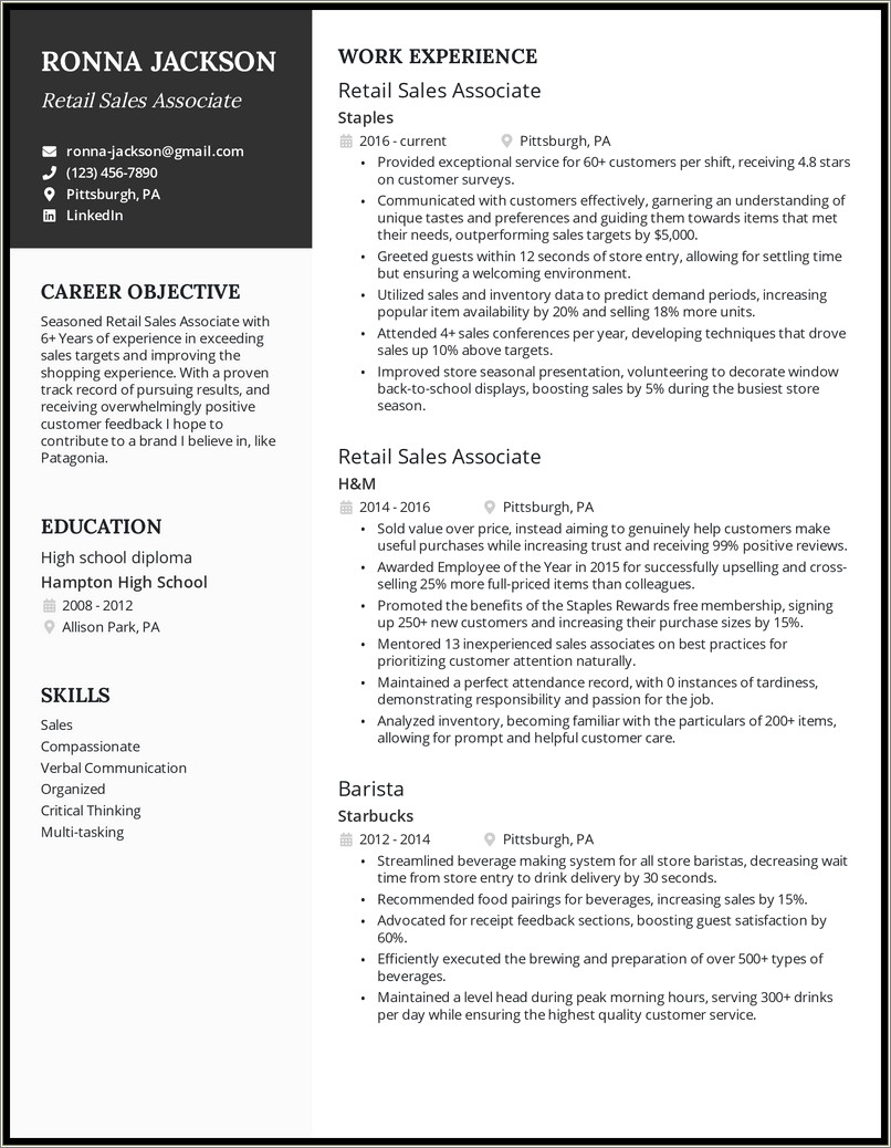 Example Of Resume For Wireless Sales Rep