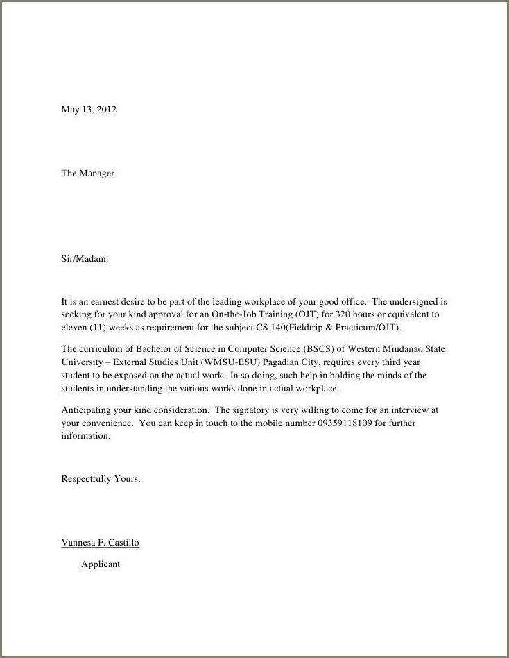 Example Of Resume Letter For Criminology