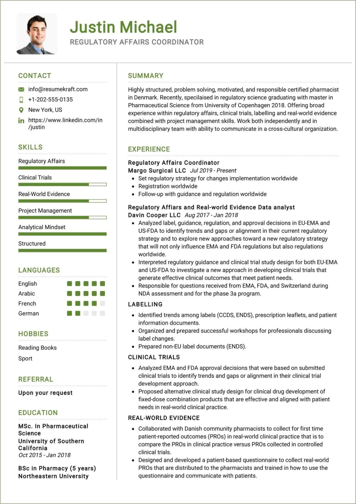 Example Of Resume Of Regulatory Affairs Employee