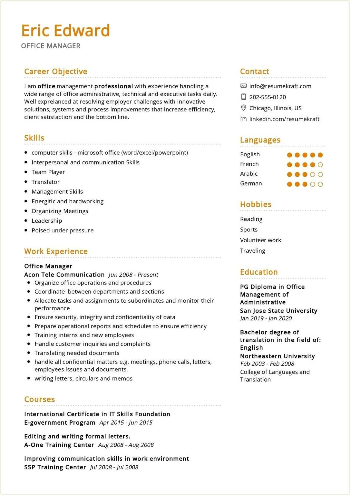 Example Of Resume Slikks For Microsoft Word