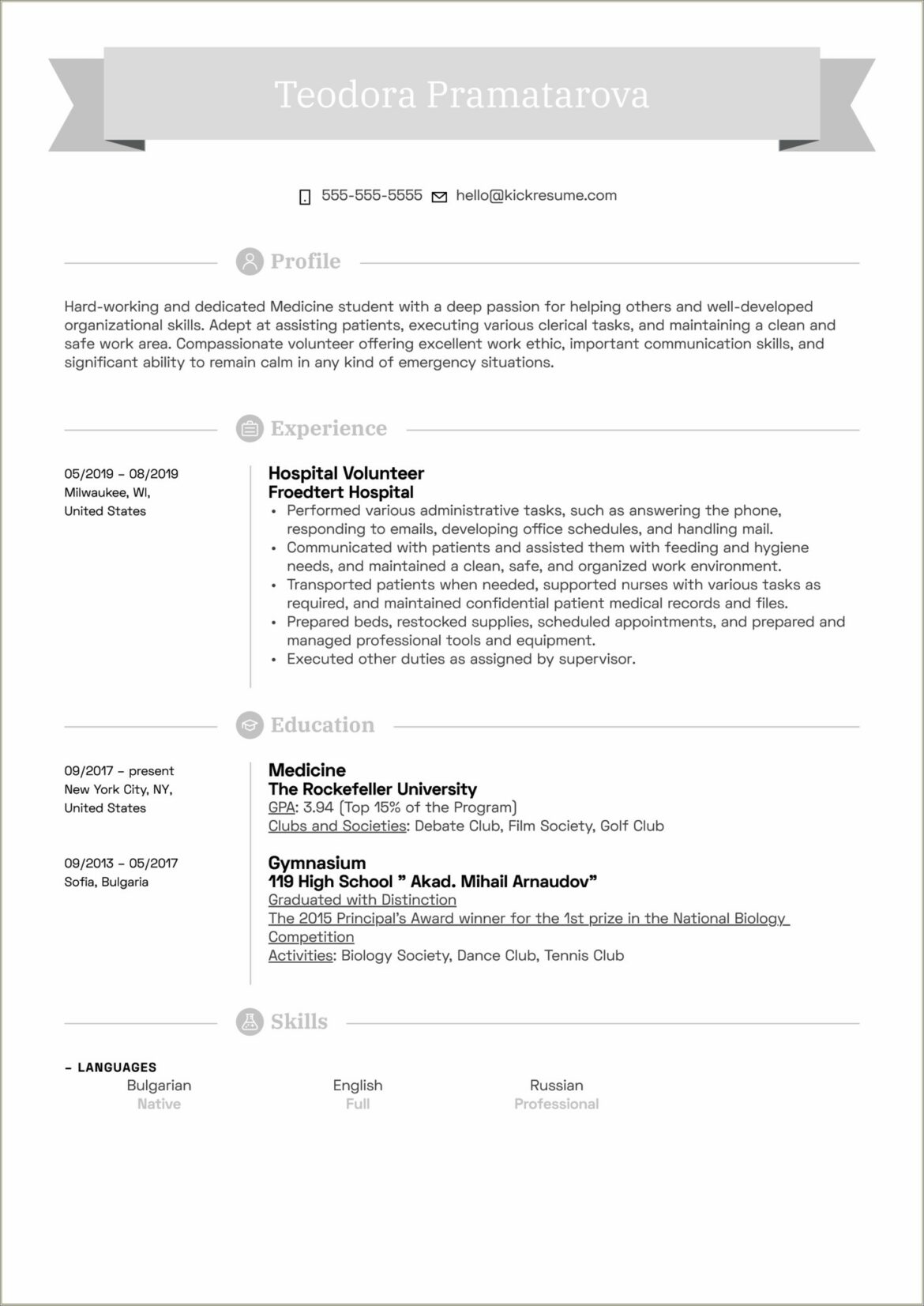 Example Of Resume That Lists Volunteering