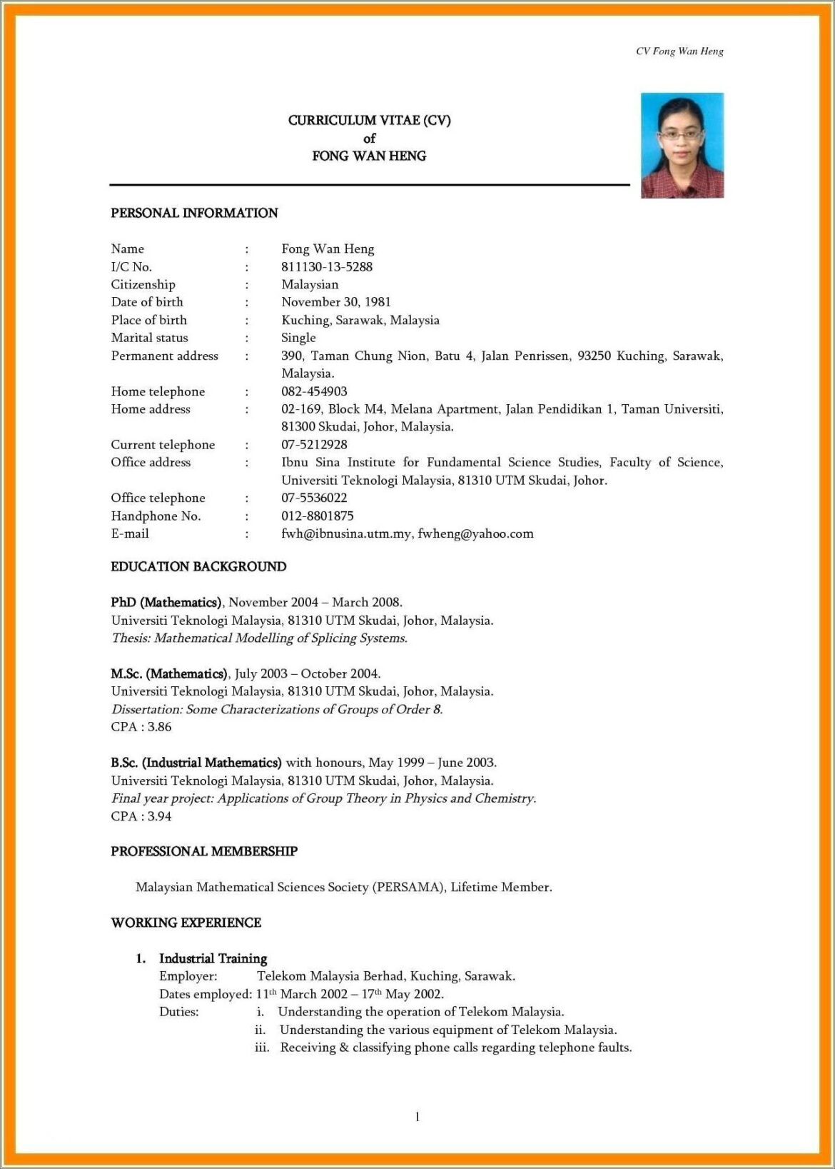 Example Of Resume To Apply A Job