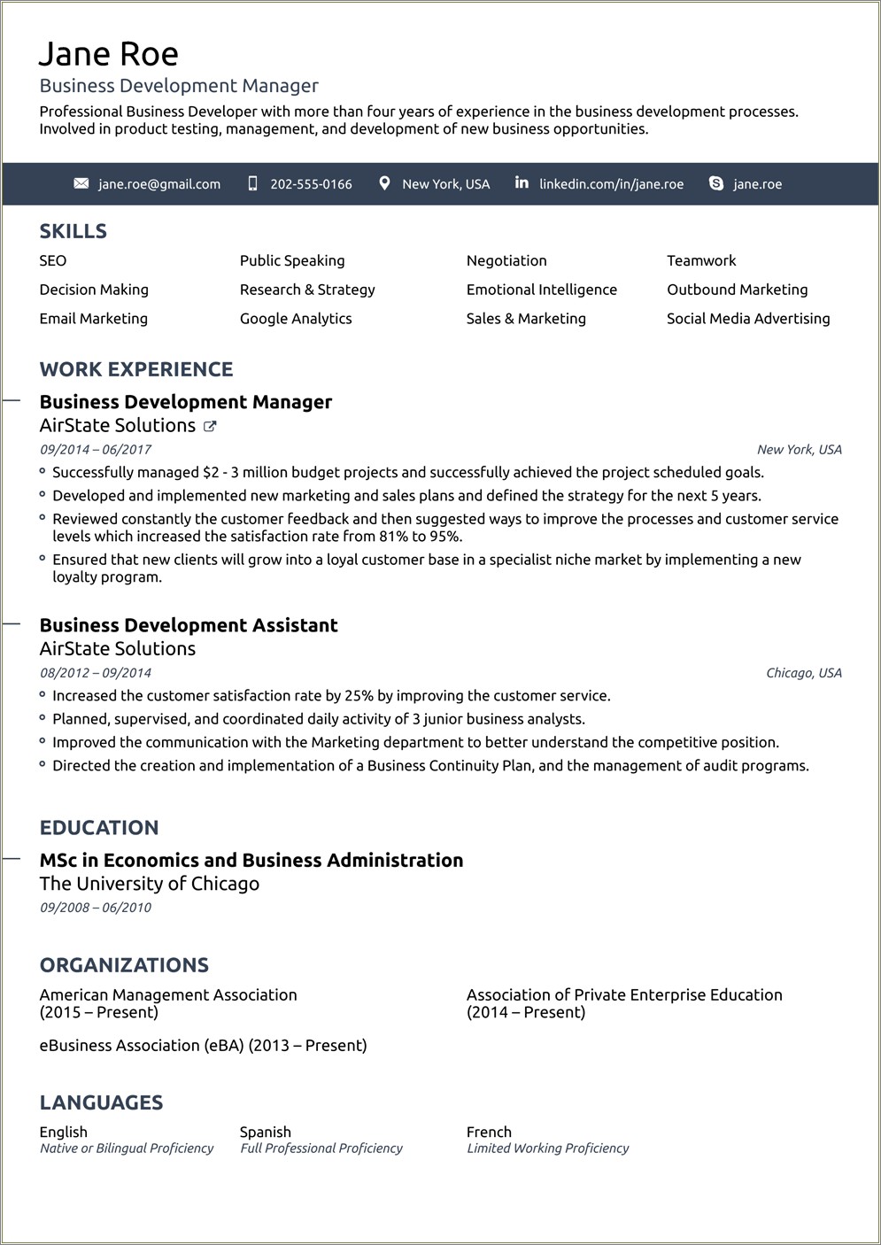 Example Of Resume To Apply Job Download