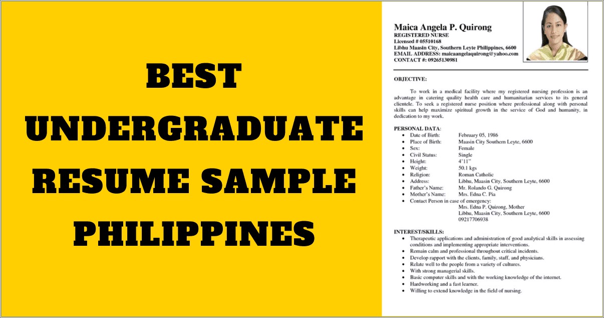 Example Of Resume To Apply Job Philippines