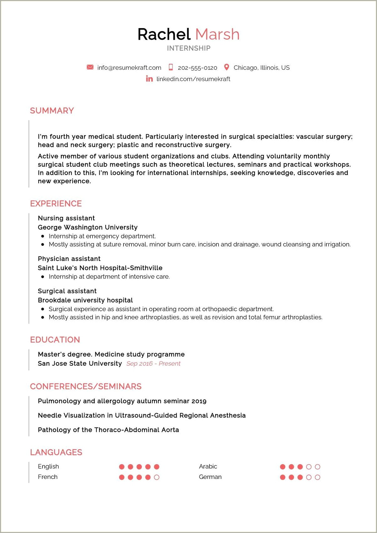 Example Of Resume With Internship Experience