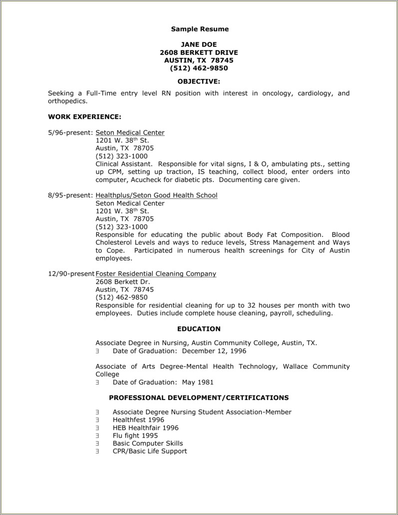 Example Of Resume With Medical Associates Degree