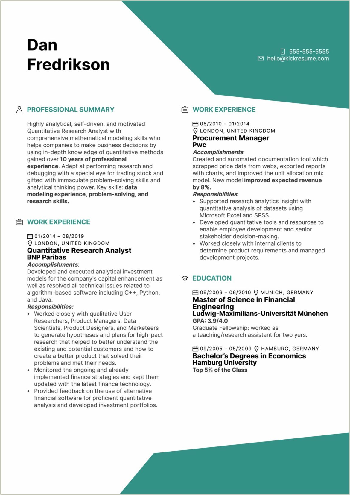 Example Of Resume With Science Research