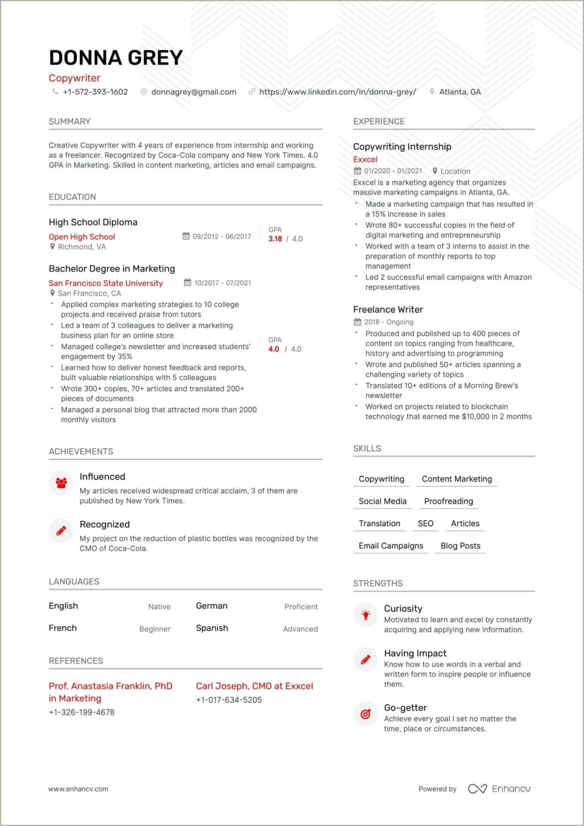 Example Of Resume With Some College