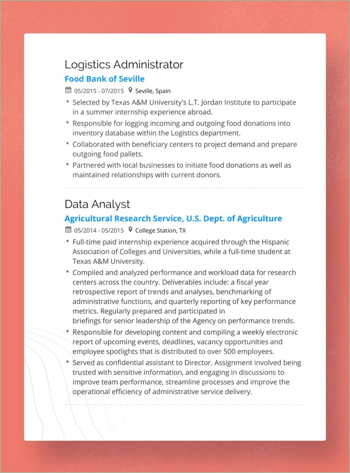 Example Of Reverse Chronological Order Resume