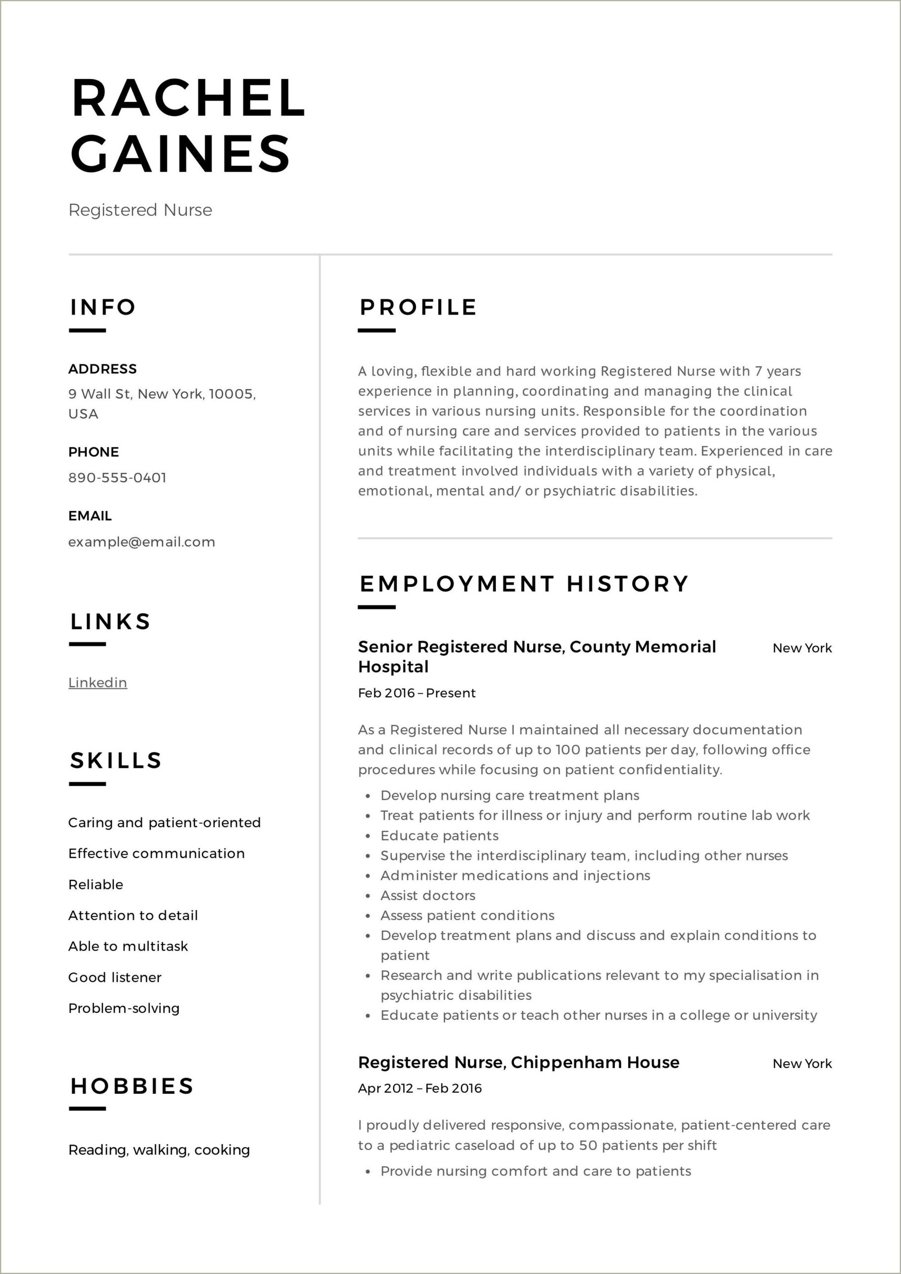 Example Of Rn Psychiatric Job Resume