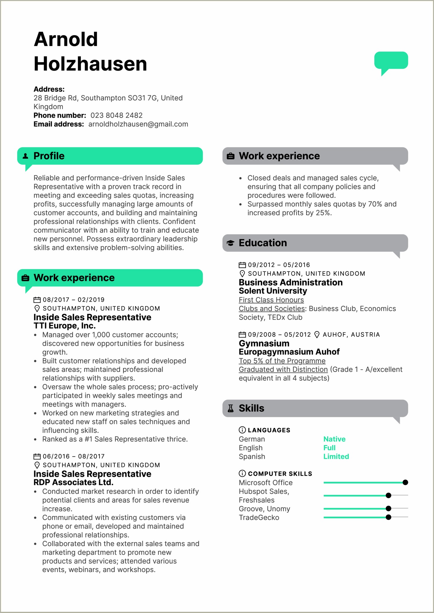 Example Of Sales Skills For A Resume