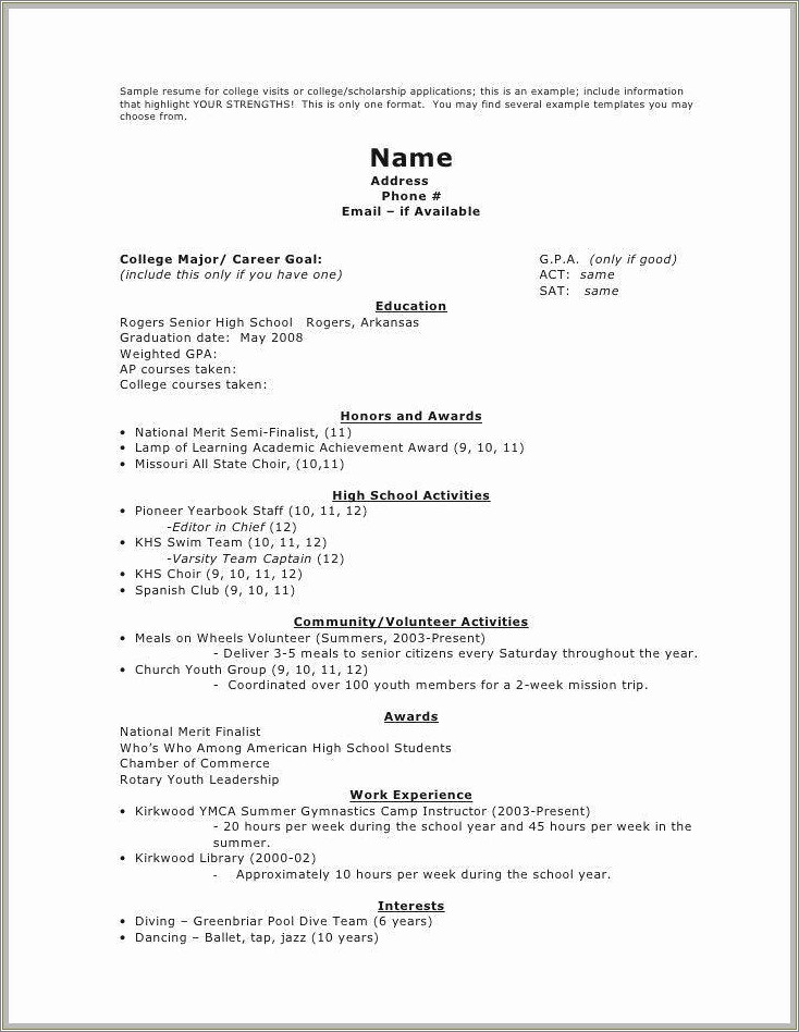Example Of Skills And Interest In Resume