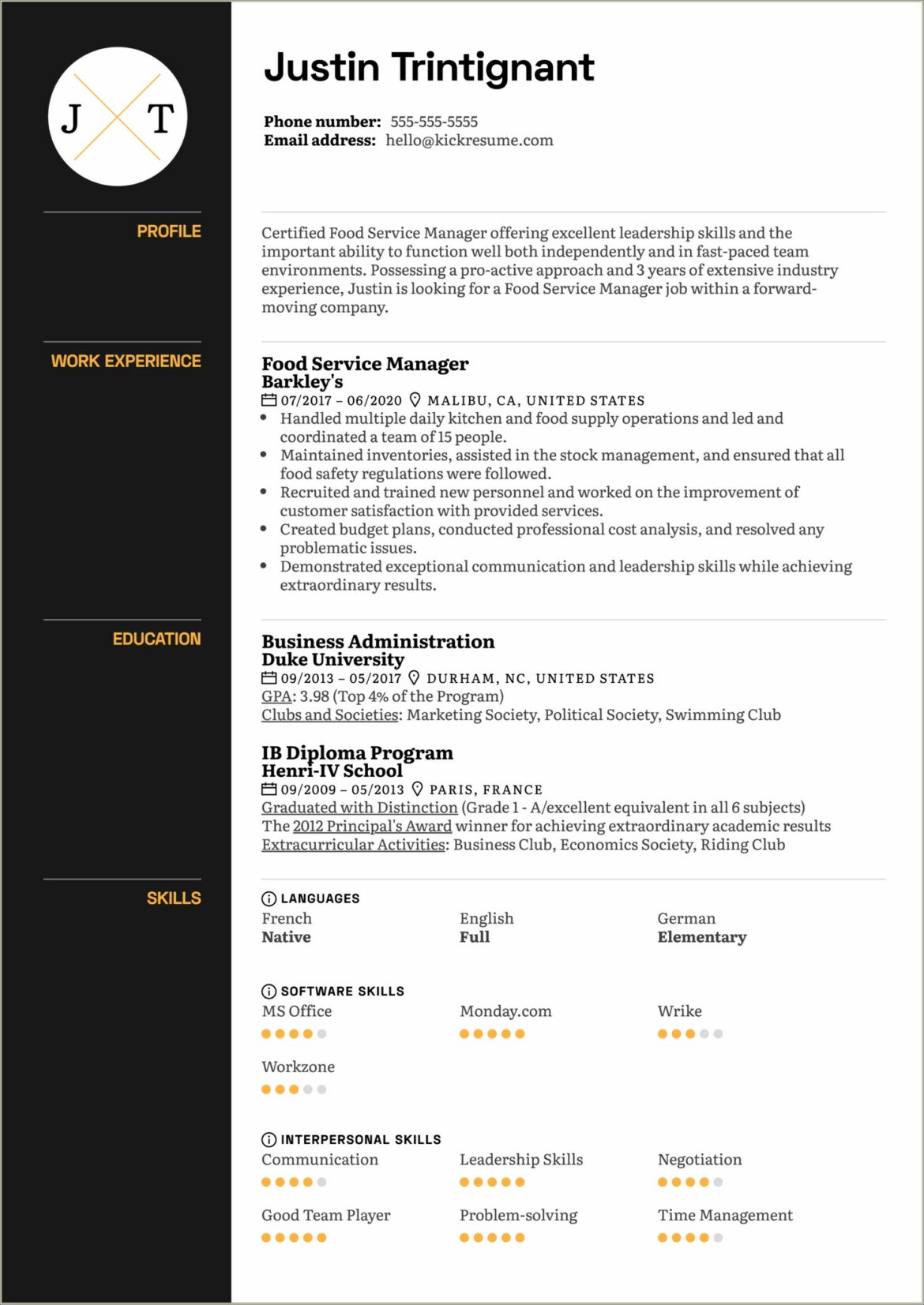 Example Of Skills In Resume For Fast Food