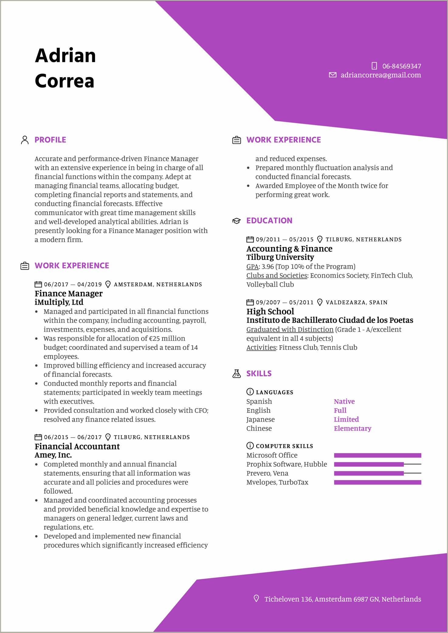 Example Of Skills In Resume For Finance