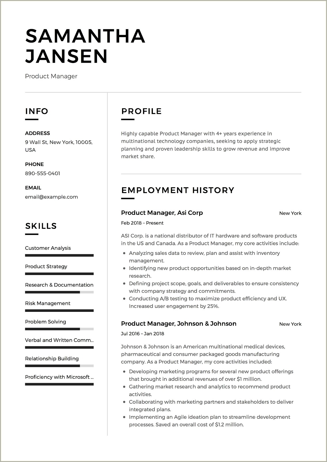 Example Of Skills Profile In Resume