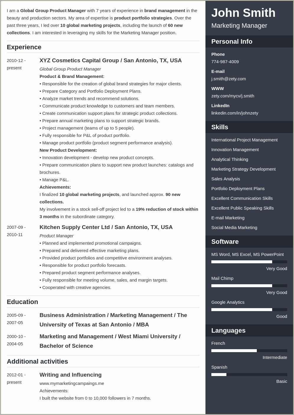 Example Of Study Program In Resume