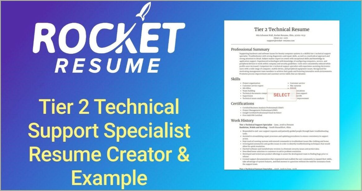 Example Of Tier 2 Technician Resume