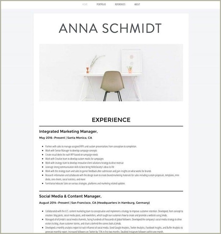 Example Of Website Designed On A Resume