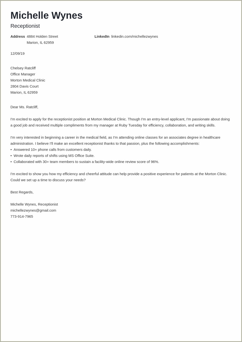 Example Of Writing A Resume Letter