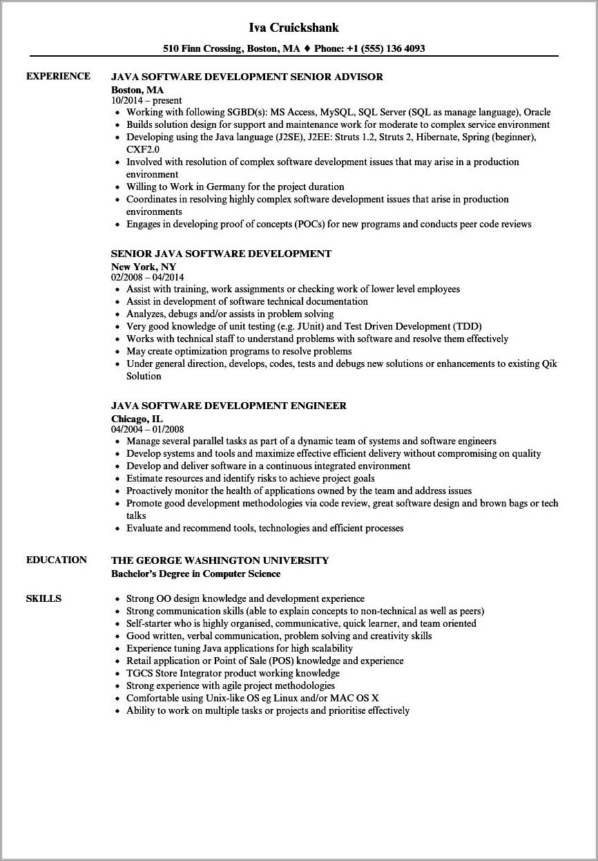 Example Resume For 3 Yrs Experience