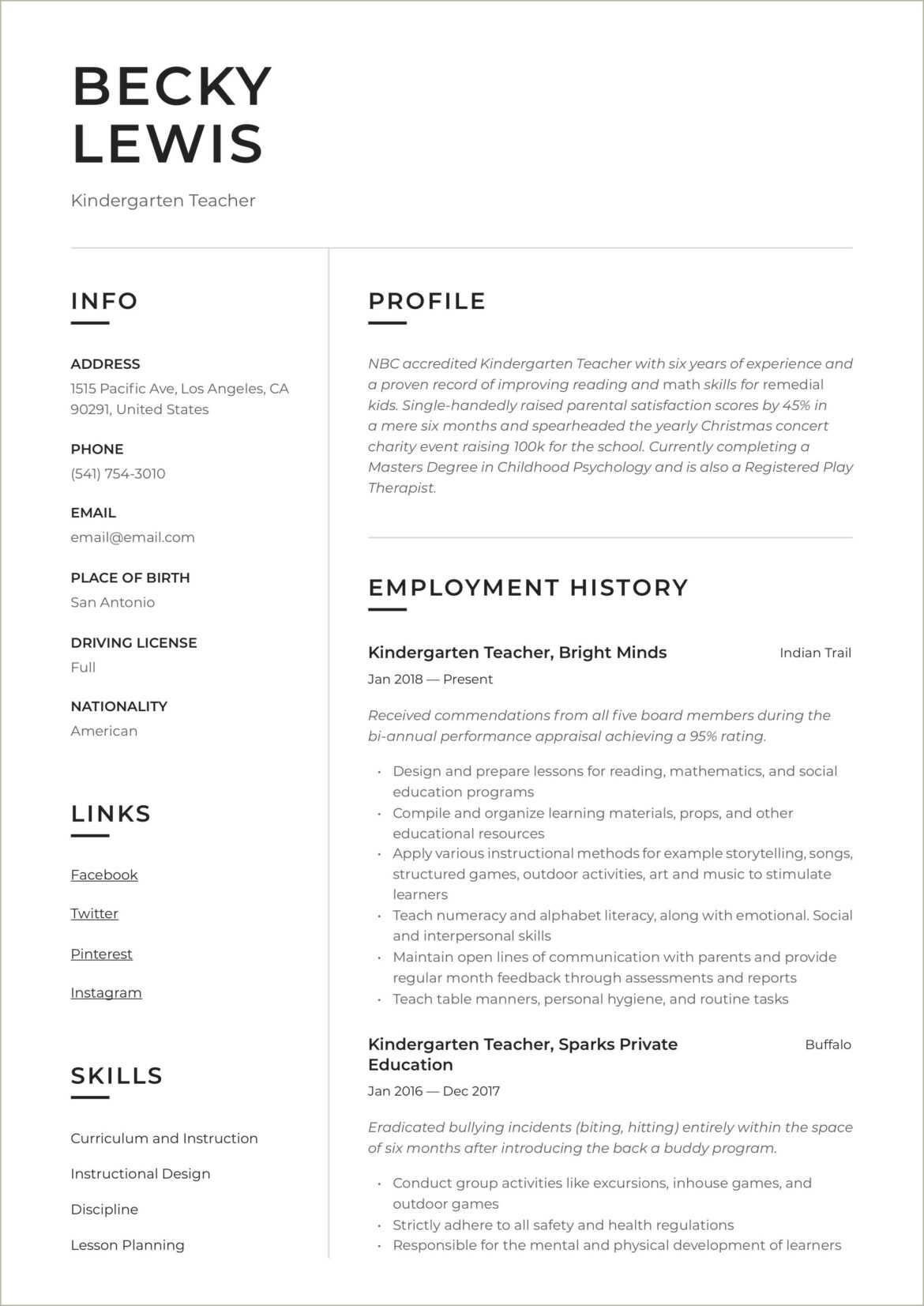 Example Resume For A Maths Tutor