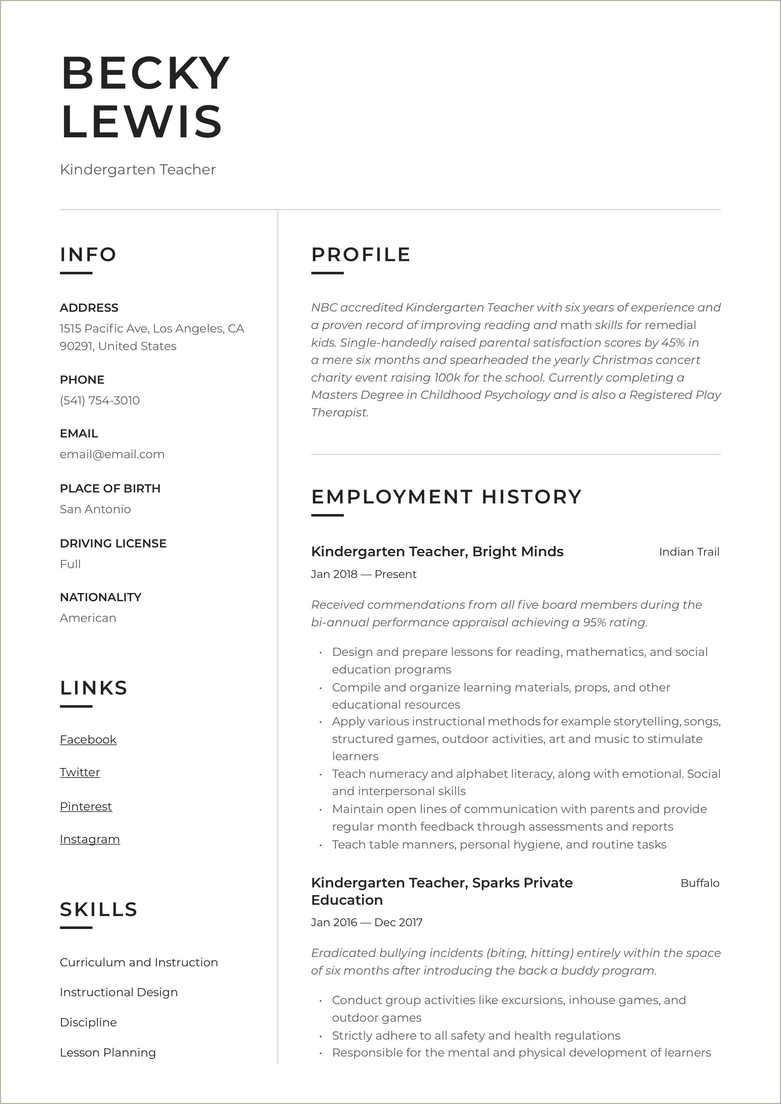 Example Resume For A Maths Tutor