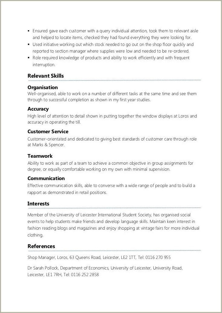 Example Resume For Ful Ltime Job