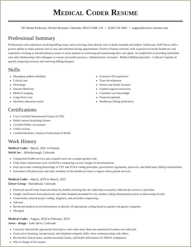 Example Resume For Health Information Specialist