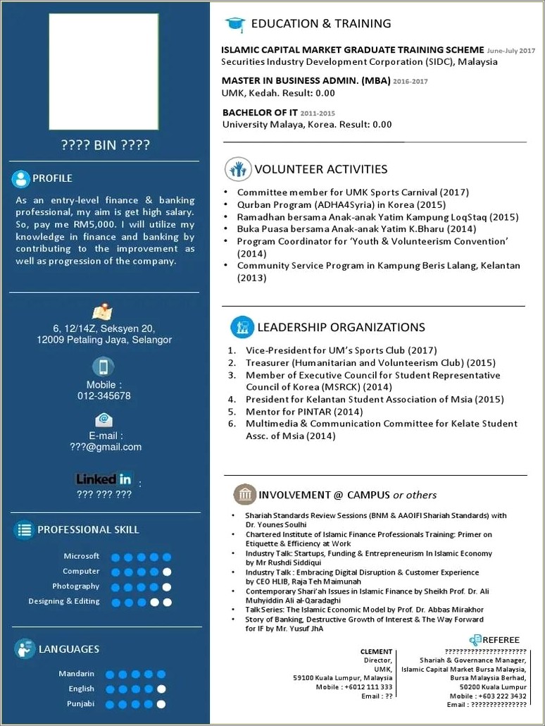 Example Resume For Job Application In Malaysia