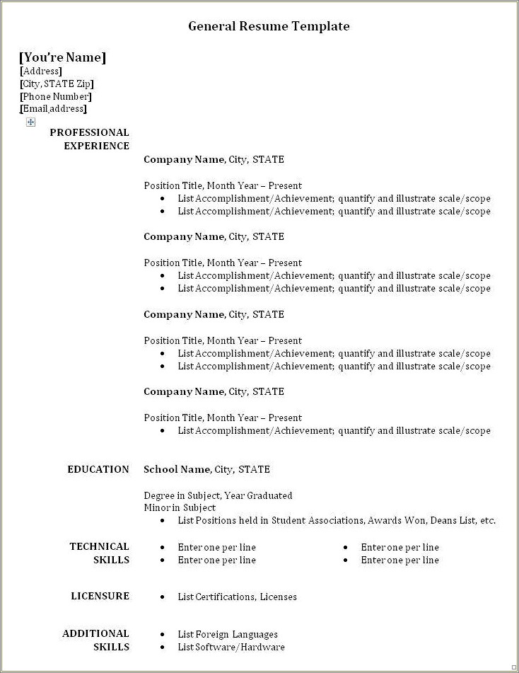 Example Resume For Part Time Job