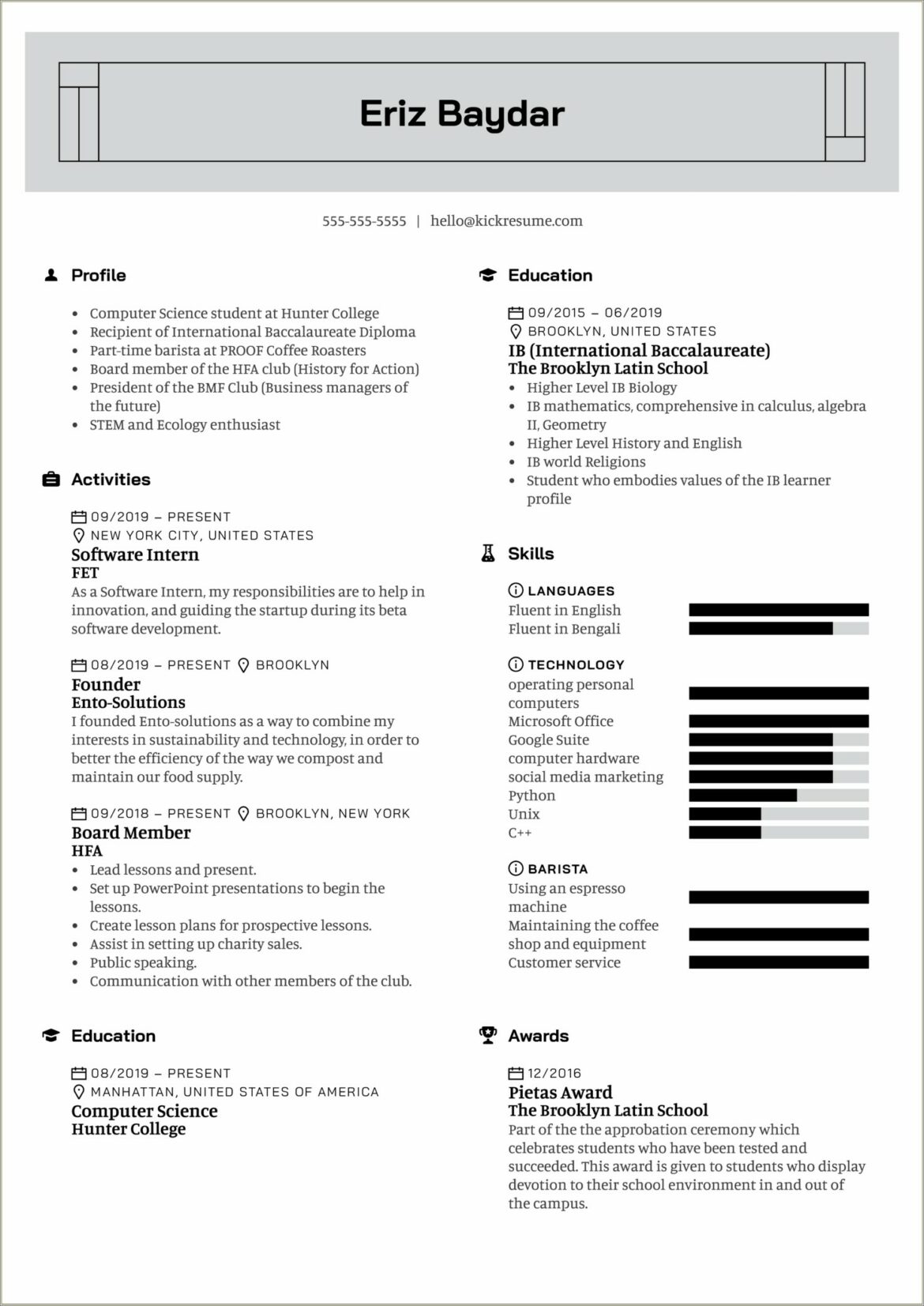 Example Resume For Real World Person