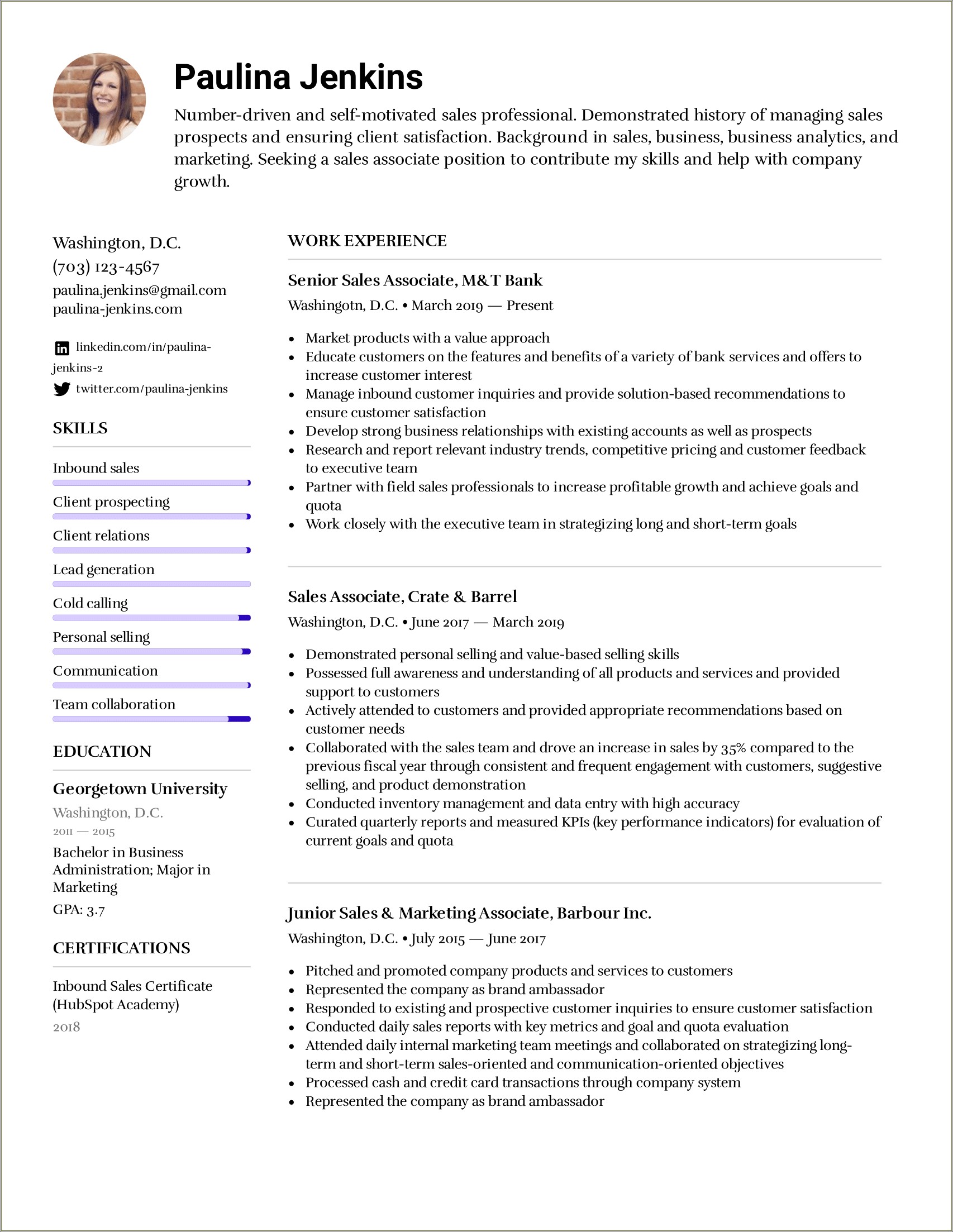 Example Resume For Retail Sales Associate