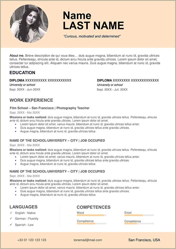 Example Resume For Teaching In University