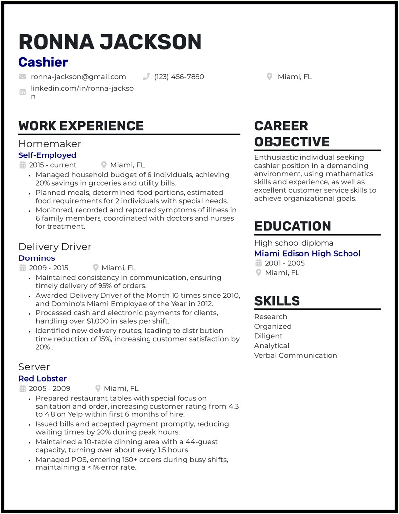 Example Resume Never Had A Job