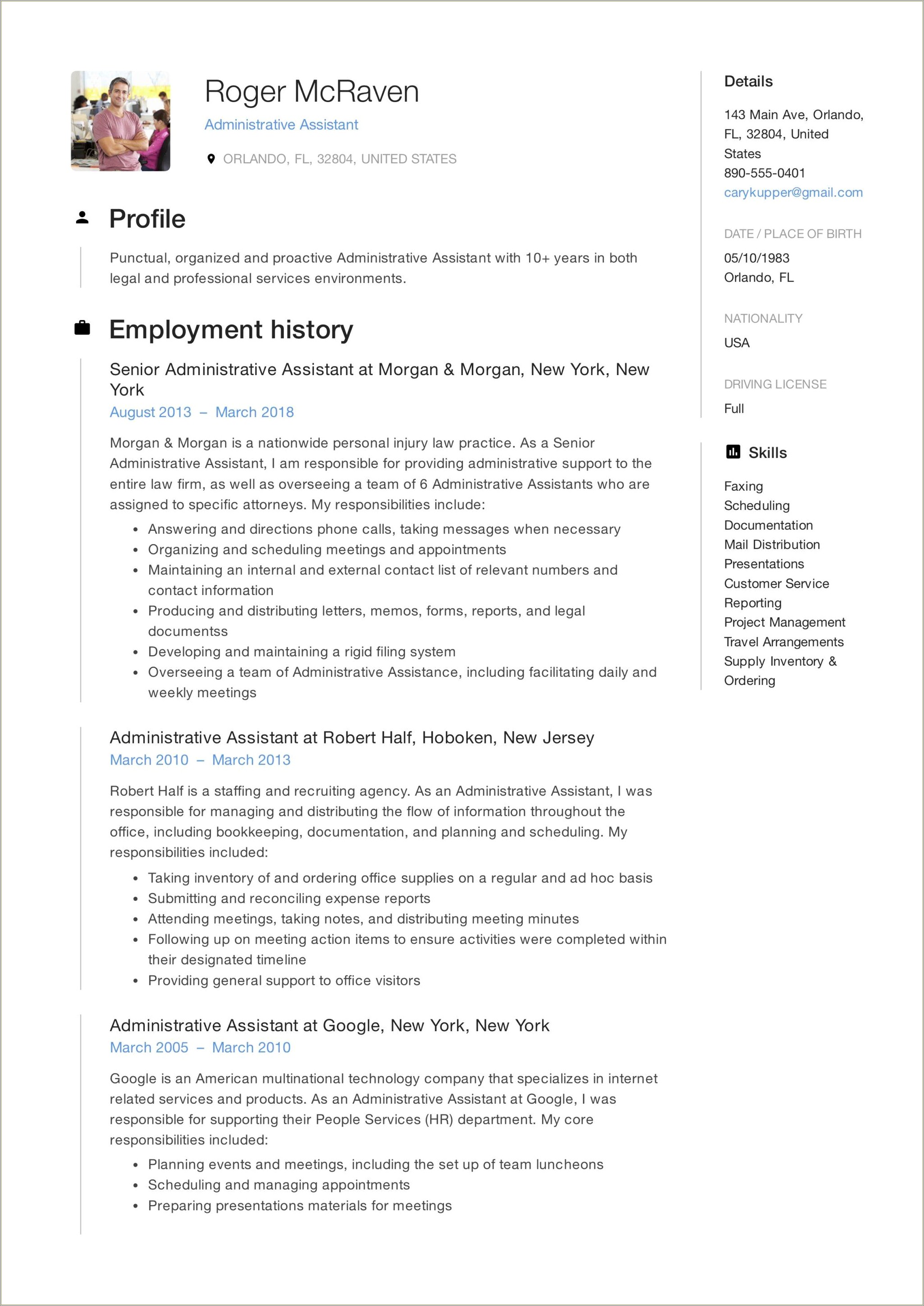 Example Resume Objectives For Administrative Assistants