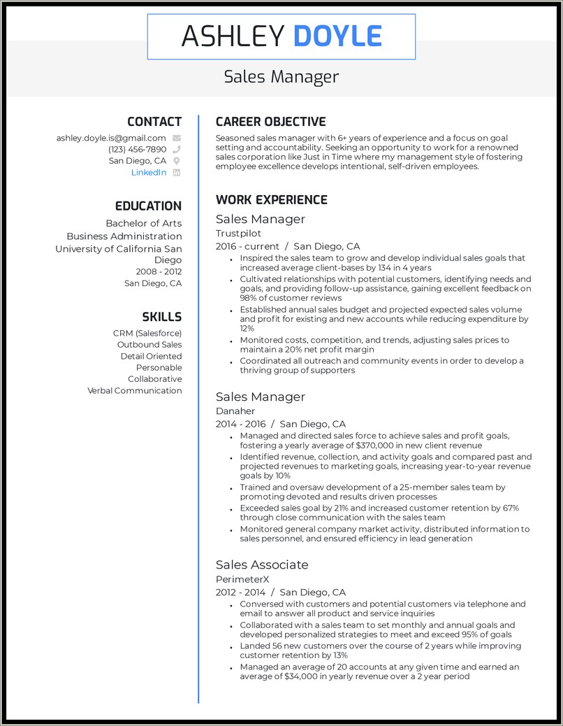 Example Resume Objectives For Business Management