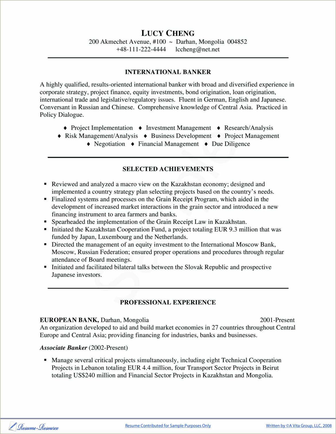 Example Resume Of Wealth Management Associate