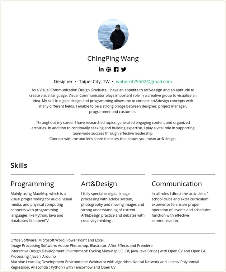 Example Resume Photographer With Sample Projects