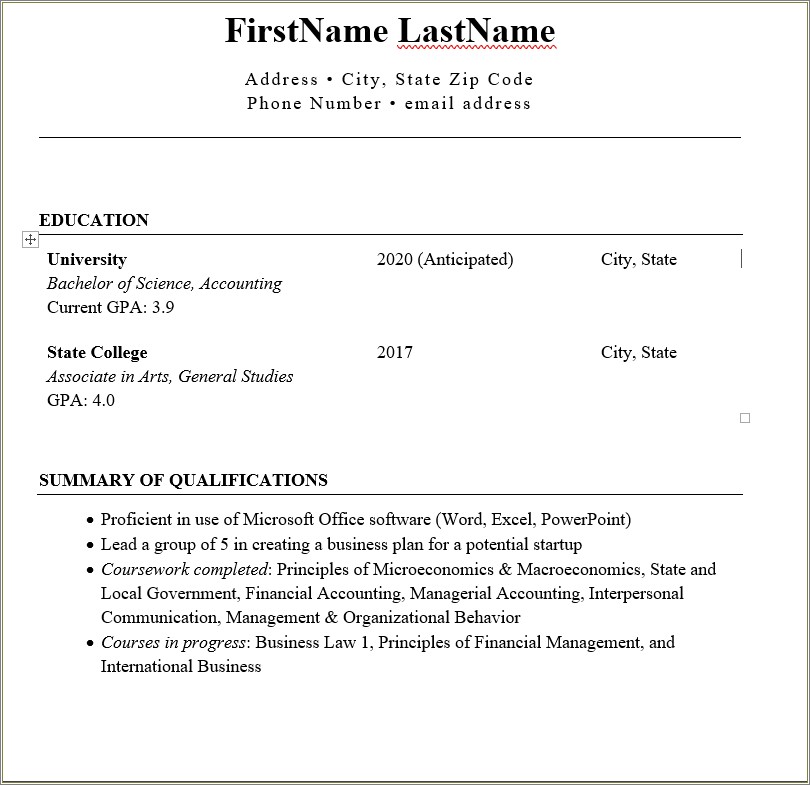 Example Summary For Resume With No Experience