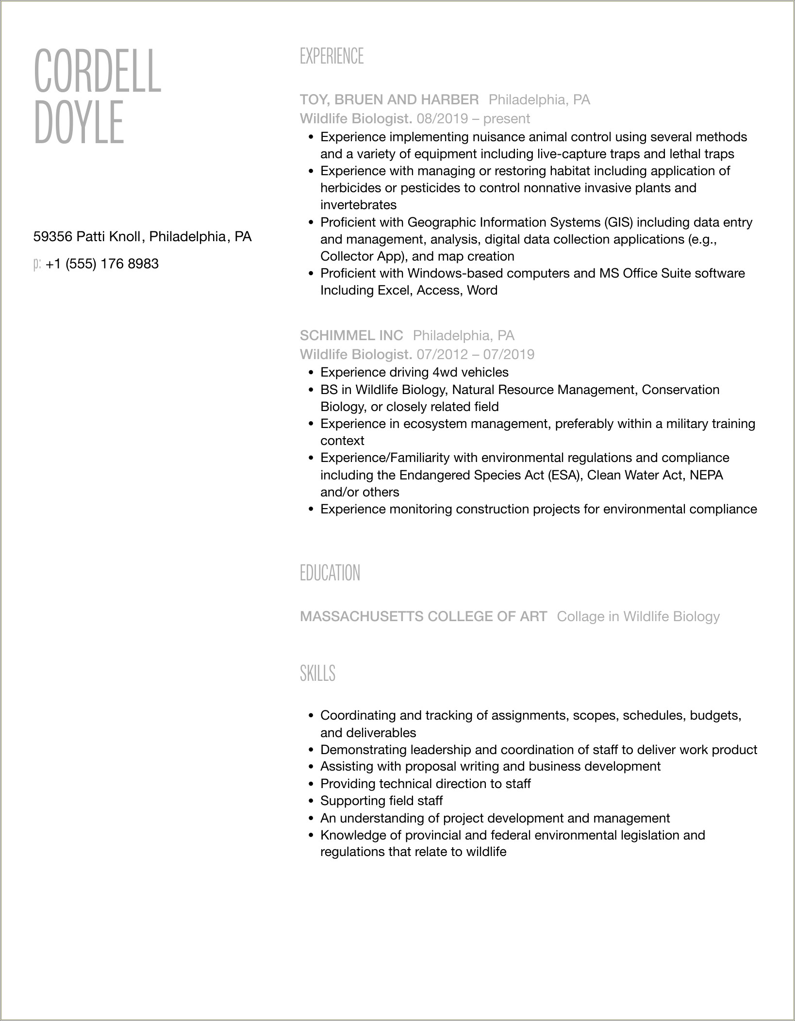 Example Usajobs Resume For Fish And Wildlife