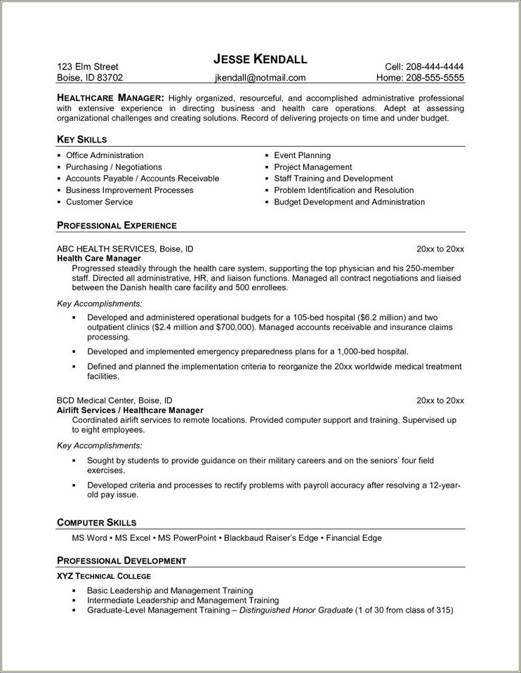 Examples For Objective In A Medical Resume