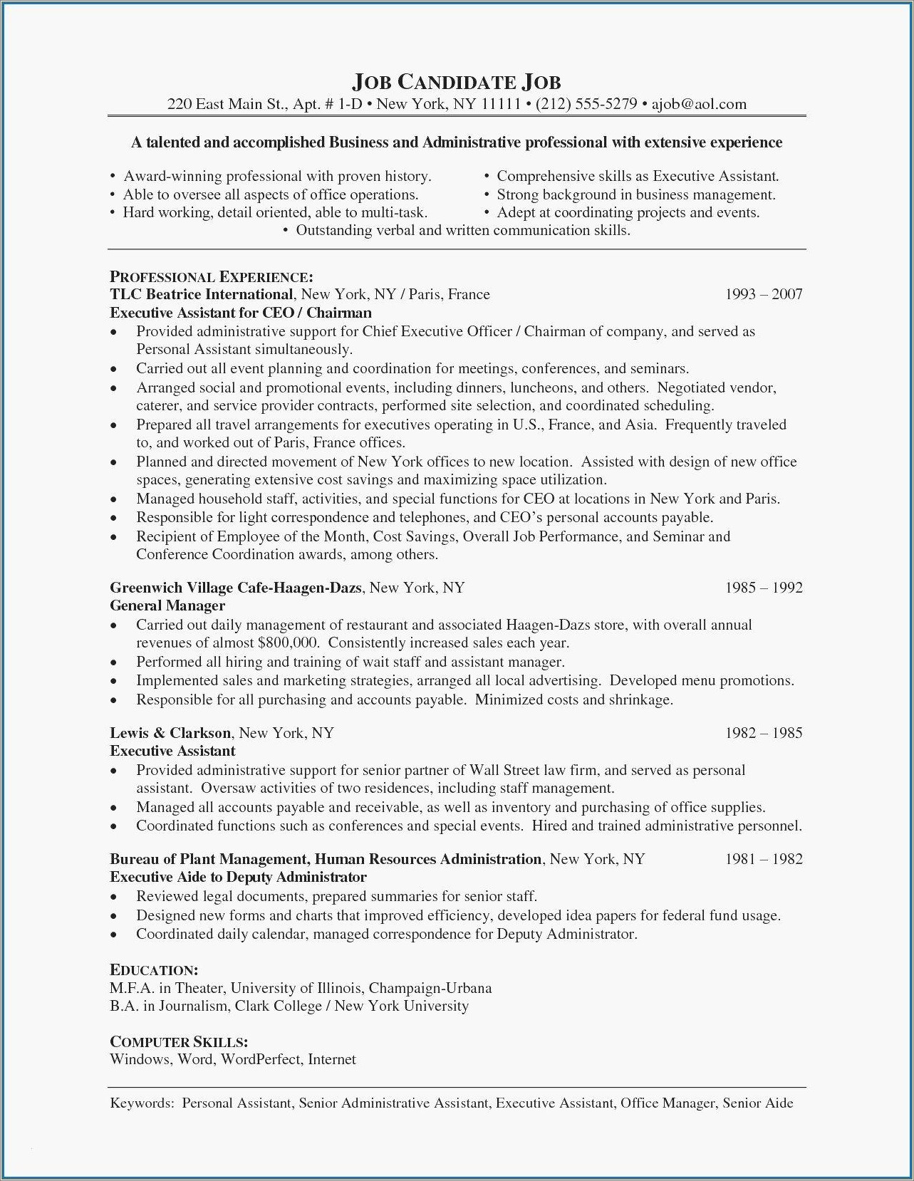 Examples Of A General Summary For A Resume