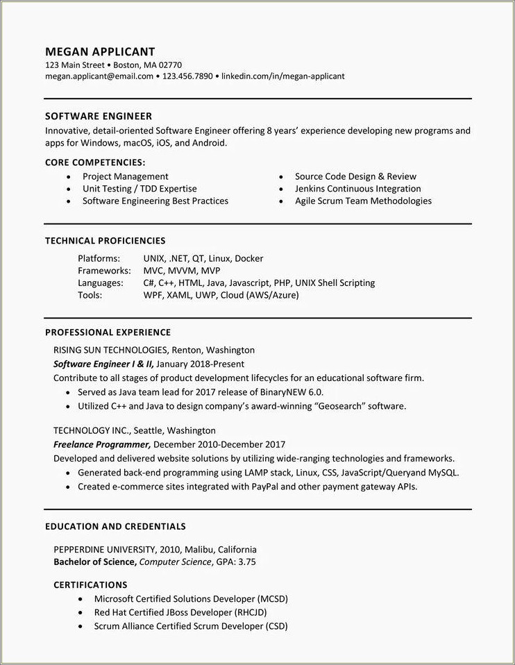 Examples Of A Good Resume 2018